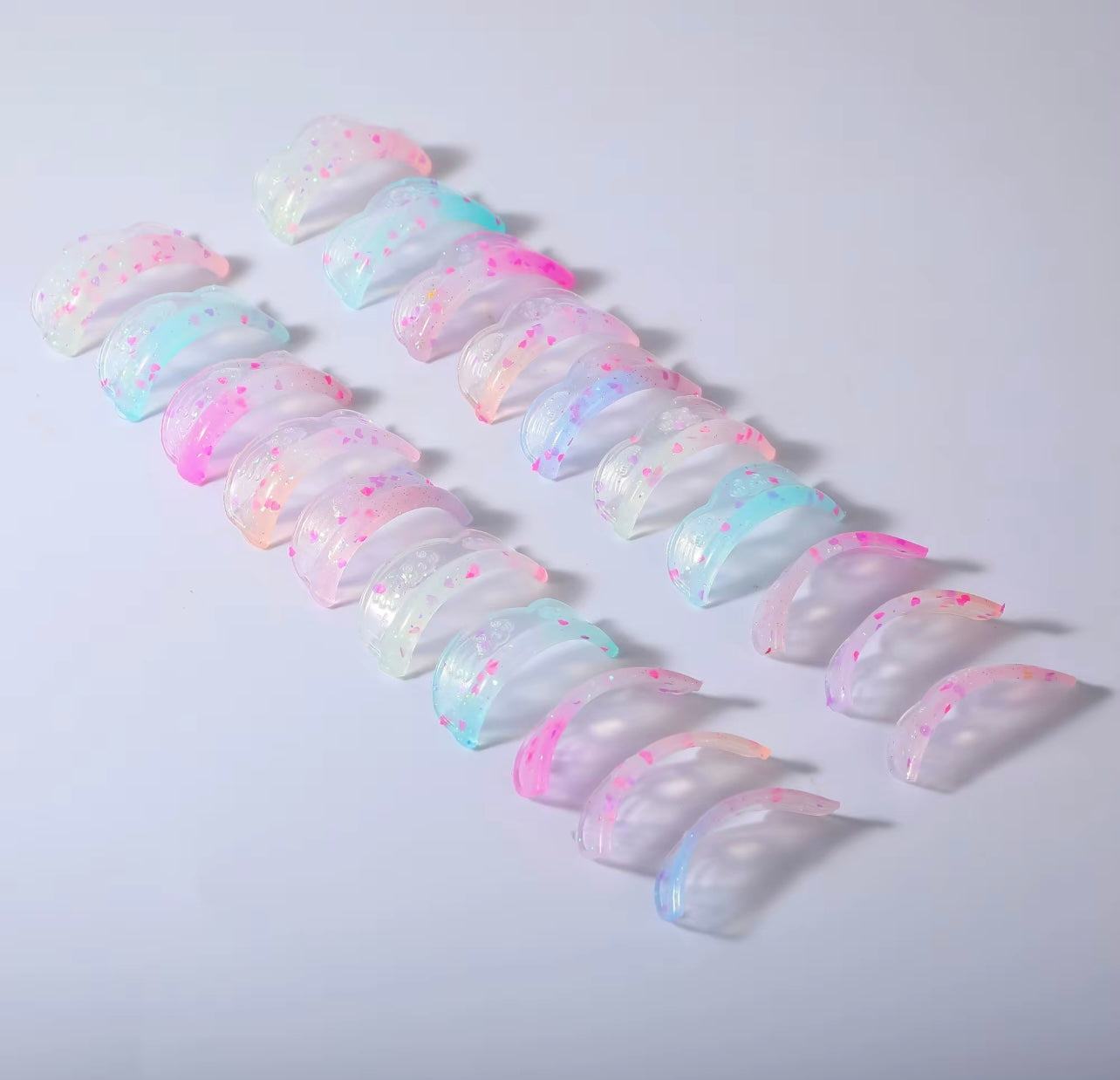 סיליקונים קשת בענן - מעוגל חד 10 מידות נדבקים ללא דבק